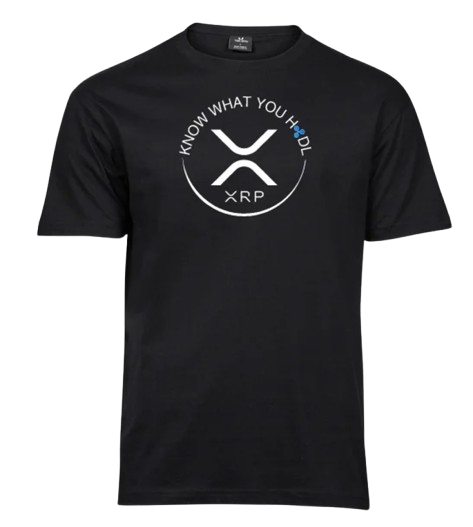 Musta XRP-t-paita - Näyttävä iso logo edessä - Kryptovaluuttojen ystäville
